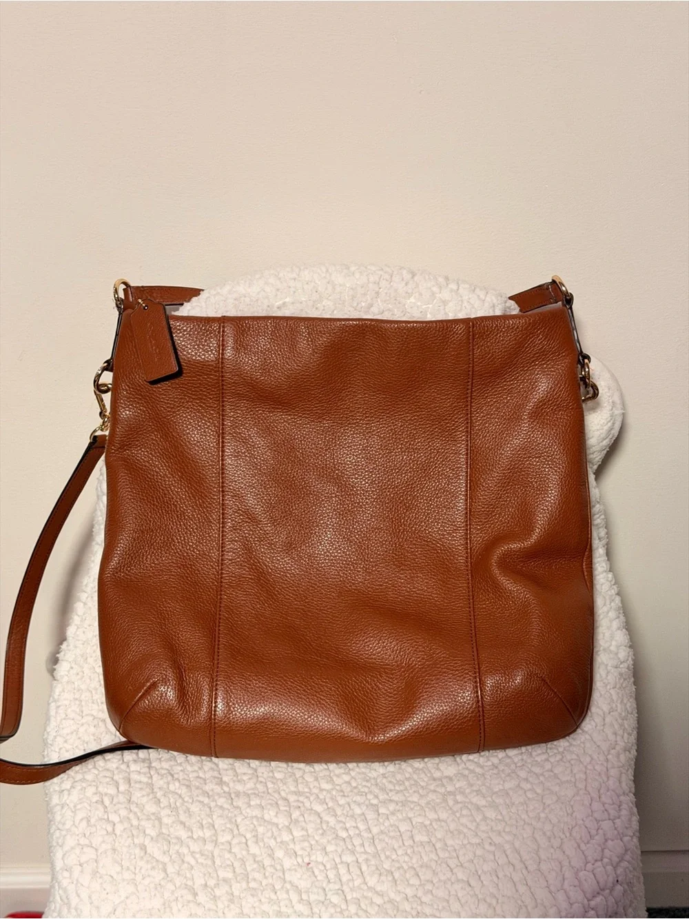 Coach Cognac Pebbled Leather Shoulder Bag